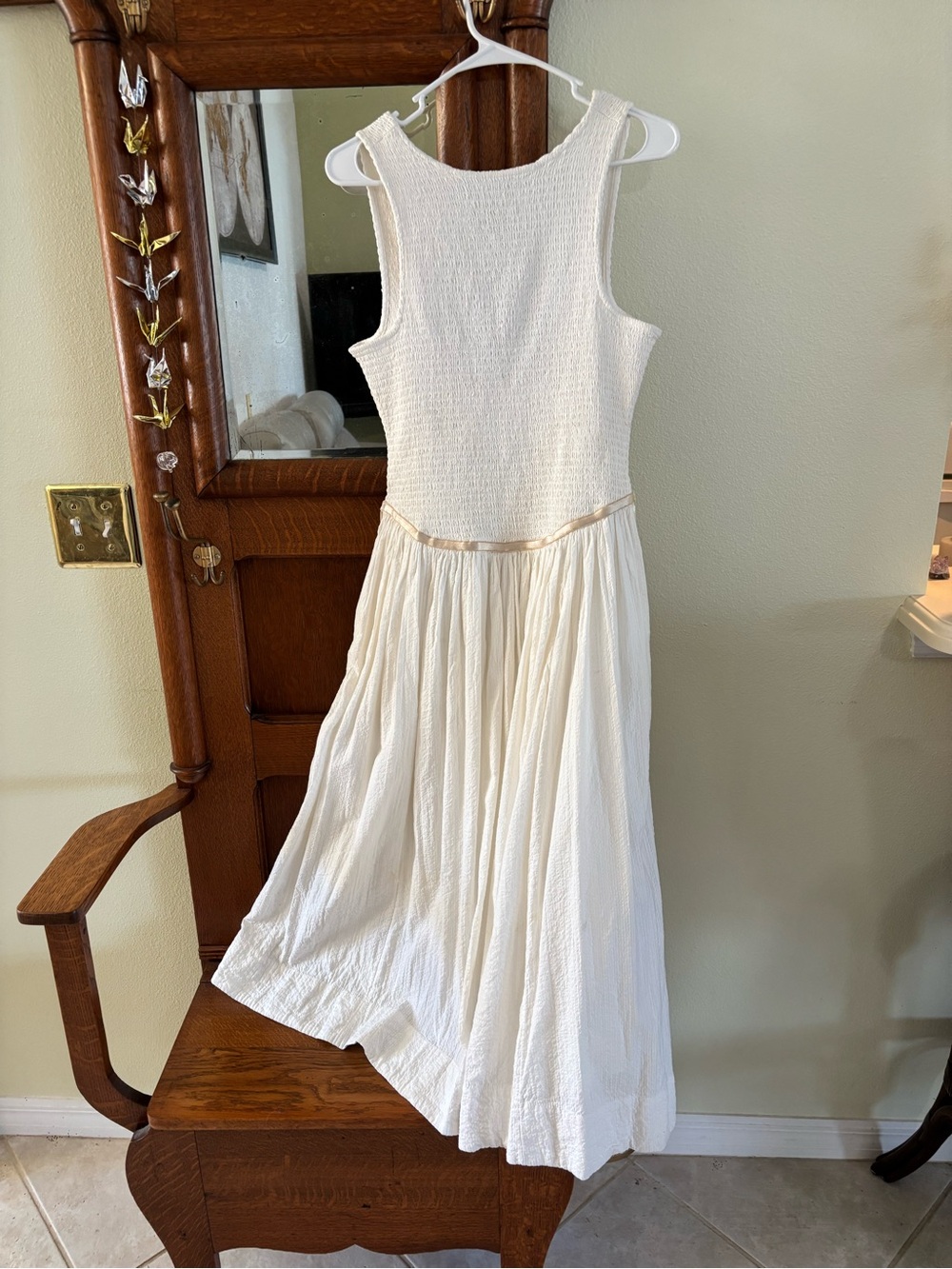 Free People Cream Sleeveless Maxi Dress with Textured Bodice